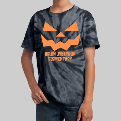 Youth Tie-Dye T-Shirt - Fall Holidays - Jack O' Lantern - Orange Thumbnail