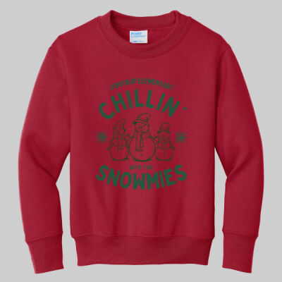 Youth Crewneck - Winter - Chillin With The Snowmies Green Thumbnail