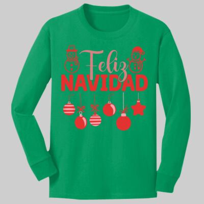 Youth Long Sleeve Shirt - Winter - Feliz Navidad Green Thumbnail