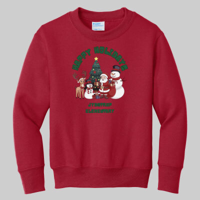 Youth Crewneck - Winter - Happy Holidays Red Thumbnail